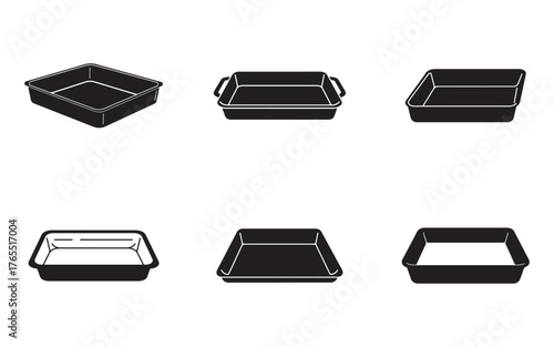 set of baking dish icon silhouette vector illustration design

