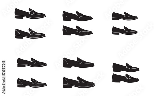 set of Loafer Shoe icon silhouette vector illustration design
