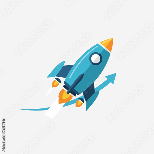 Dynamic rocket launch icon symbolizing rapid business growth and successful startup ventures, illustrating innovation and quick development for accelerated progress