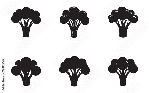 set of broccoli vegetable icon silhouette vector illustration design
