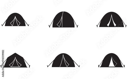 set of camping tent icon silhouette vector illustration design
