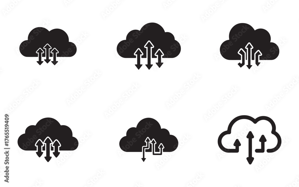 Obraz premium set of Cloud computing icon silhouette vector illustration design 