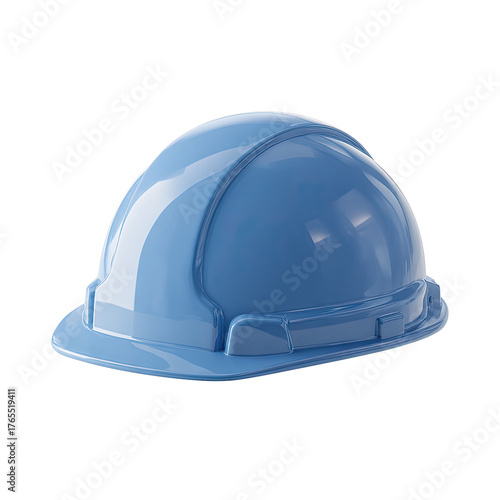 Isolated baby blue construction hard hat on a plain background