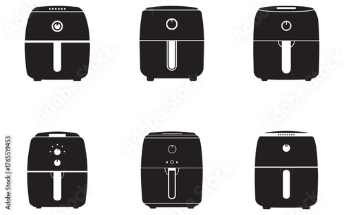 set of Air Fryer icon silhouette vector illustration design
