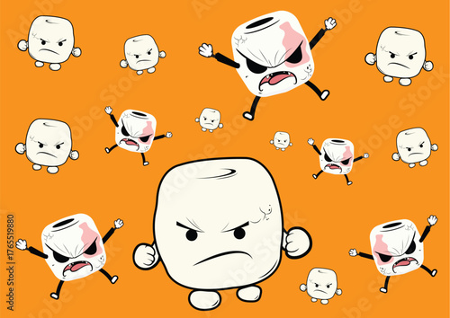 Marshmallow character Vector design, abstract, Print, wallpaper, pattern background and Adobe illustrator artworj
