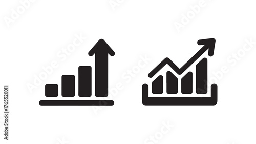 Set of growth chart icons simple flat vector design elements for business presentations isolated on white background