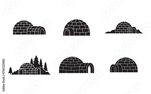 set of igloo icon silhouette vector illustration design
