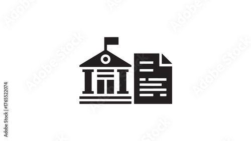 Courthouse and legal document icon simple glyph vector illustration for government and law isolated on white background