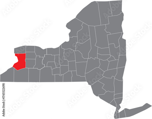 Erie County on New York State Map Silhouette