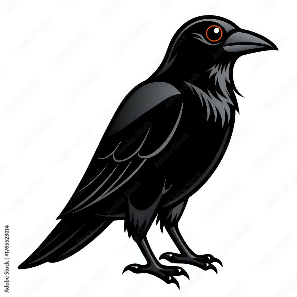 Fototapeta premium crow ,hand drawn illustration outline isolated on white background