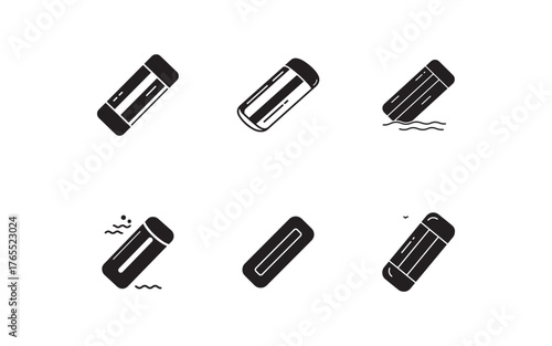 Collection of floating water mattress icons perfect for summertime relaxation and swimming pool fun activities design and illustration