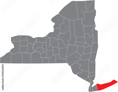 Suffolk County on New York State Map Silhouette