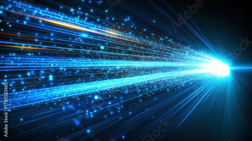 A vibrant display of blue light beams radiating outward against a dark backdrop, creating an energetic and dynamic visual effect.