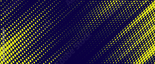 Yellow halftone on blue background. Vector dotted sparkles or halftone shine pattern texture Pop Art Style Background.