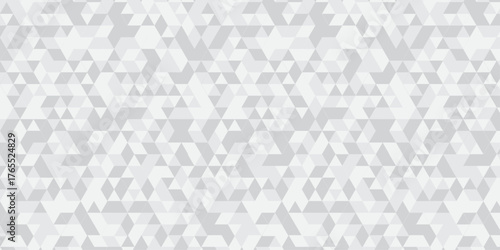 Abstract geometric white and gray background. seamless mosaic and low polygon triangle texture wallpaper. Triangle shape retro wall grid pattern geometric ornament tile vector square element.	

