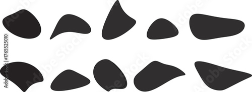 Blob shape organic, vector illustration set. Collection from abstract forms for design and paint. Liquid silhouette drop in modern style. Basic stains isolated elements on white background 