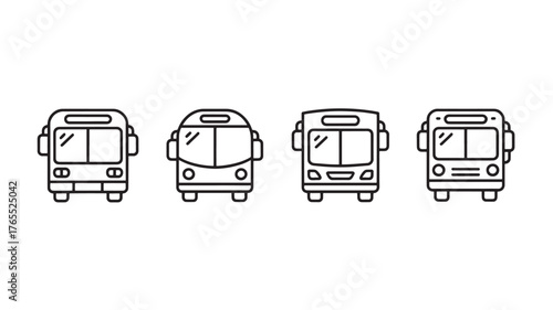 Set of four bus icons simple line art vector illustration perfect for transportation apps and web design