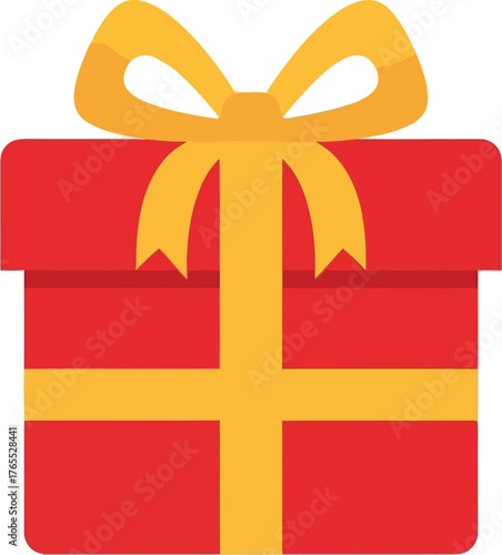 Festive red gift box with yellow ribbon celebration present icon