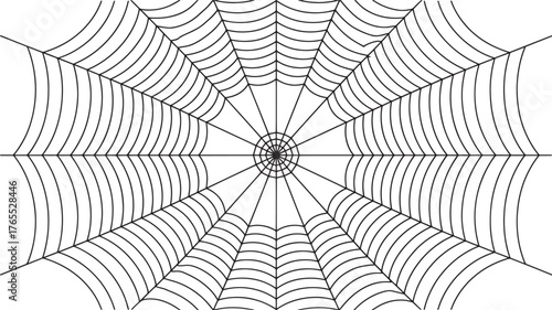 Spiderweb vector illustration simple black and white line art isolated on a white background