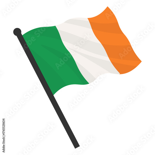 Vector realistic illustration of irish flags on a white background.