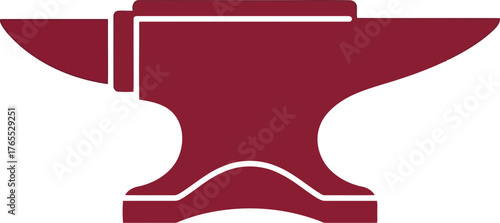 Classic red anvil silhouette symbol of strength and craftsmanship for design projects