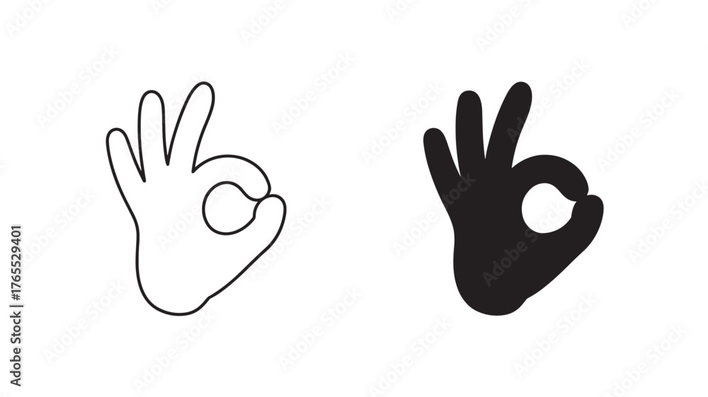 Fototapeta premium Hand gesture icon okay or perfect sign simple flat vector design element for web and mobile apps isolated on white background