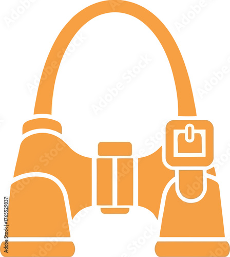 Orange binoculars symbol for exploration observation and outdoor adventure