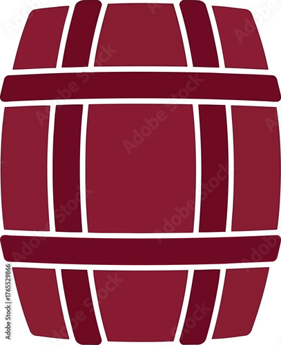 Simple red wooden barrel design element for rustic storage and beverage containers