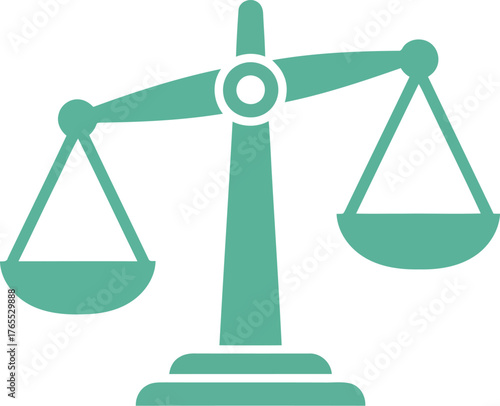Iconographic representation of a justice scale weighing balance symbol for law and fairness