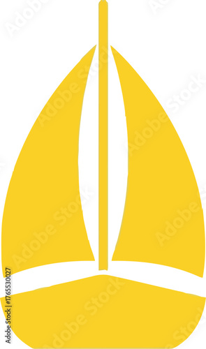 Simple yellow sailboat icon graphic for nautical adventure and maritime themes