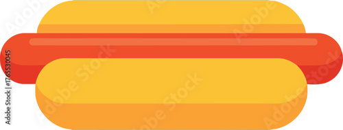 Simple stylized hot dog icon with yellow bun and red sausage