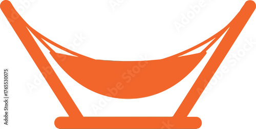 Vibrant orange hammock silhouette on a clean surface for relaxation and outdoor adventures