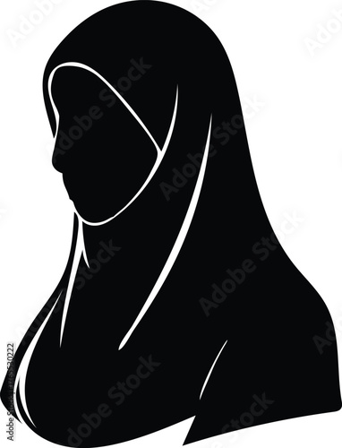 Black silhouette of a woman in hijab