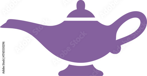Magical genie lamp design icon symbol simple purple silhouette