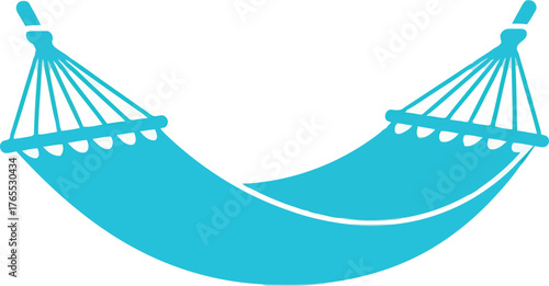 Relaxing turquoise hammock design symbol for leisure and outdoor activities