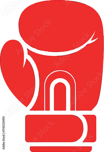 Bright red boxing glove design symbolizing combat and athletic prowess isolated