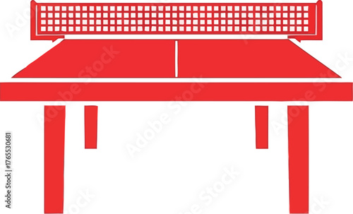 Vibrant red ping pong table with net ready for a game of table tennis fun
