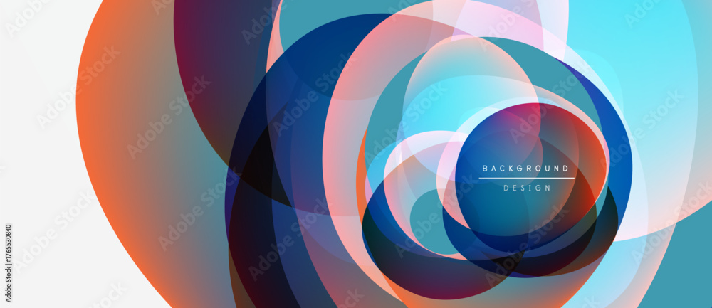 Obraz premium Abstract design features overlapping colorful circles. Gradient hues create dynamic visual effect. Modern background suitable for various projects.