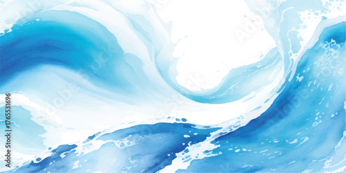 Abstract blue watercolor waves background artistic illustration of ocean or sea perfect for summer designs and creative projects