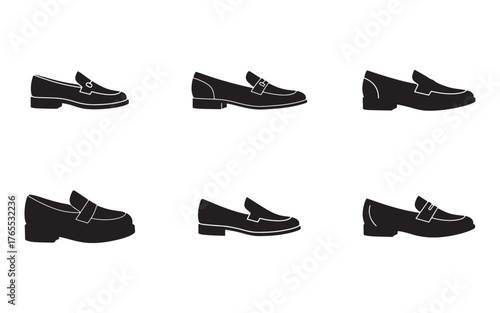 Elegant Black Loafer Shoes Collection for Men Seamless Pattern Fashion Footwear Style and Classic Design Concept