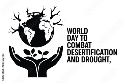 Hands protecting earth from desertification and drought