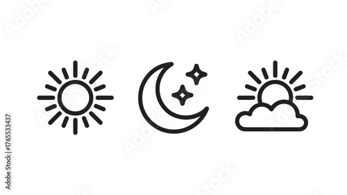 Set of weather forecast line icons simple vector symbols for weather conditions isolated on white background