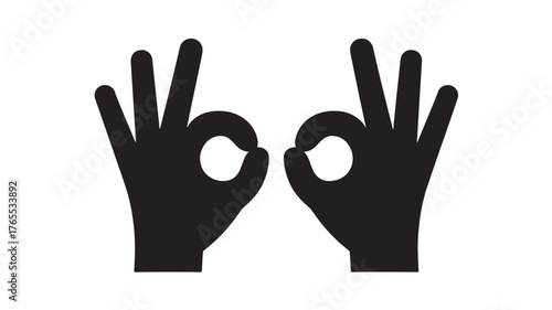 Two hands making okay gesture simple flat vector illustration isolated on white background