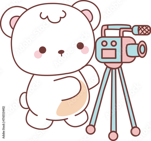 Illustration of cute bear winter icon.