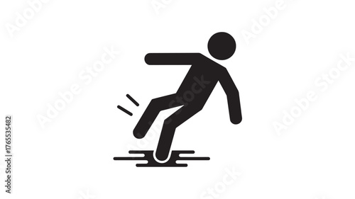 Slippery floor hazard icon a simple flat vector glyph isolated on white background for safety and caution signage