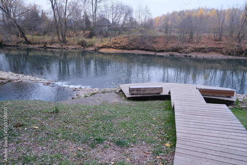 wooden bridge on the lake