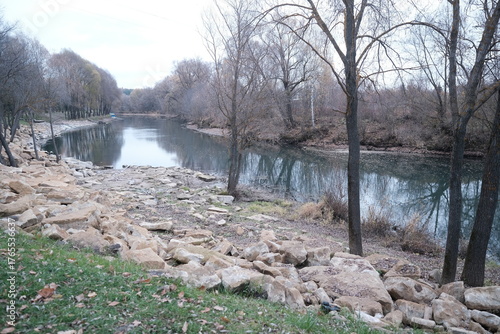 Blue river in autumn 