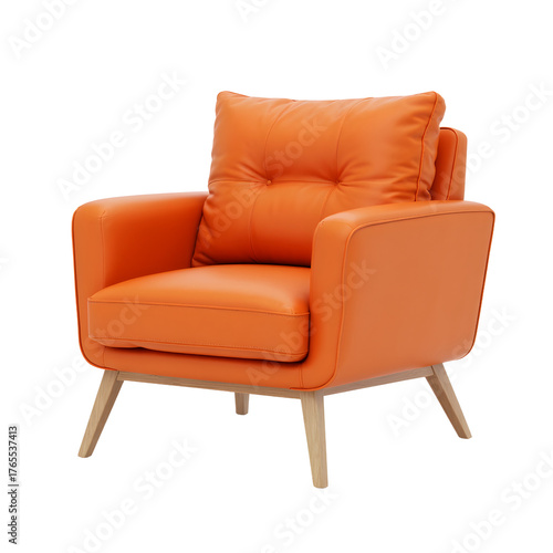 Modern Orange Armchair Design with transparent background