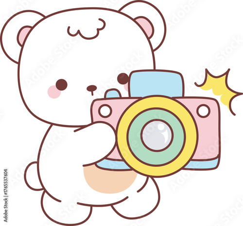 Illustration of cute bear winter icon.