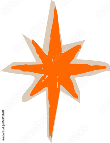 Star crayon cut out paper chalk pencil hand drawn scribble sketch design element. 